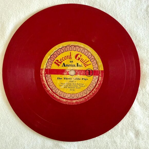 Record Guild Of America Other - Vintage Three Little Pigs Red Record Guild America Childrens 6.5 Inch Record